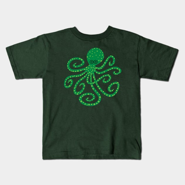 GREEN OCTOPUS Funny Undersea Ocean Creature with Tentacles - UnBlink Studio by Jackie Tahara Kids T-Shirt by UnBlink Studio by Jackie Tahara